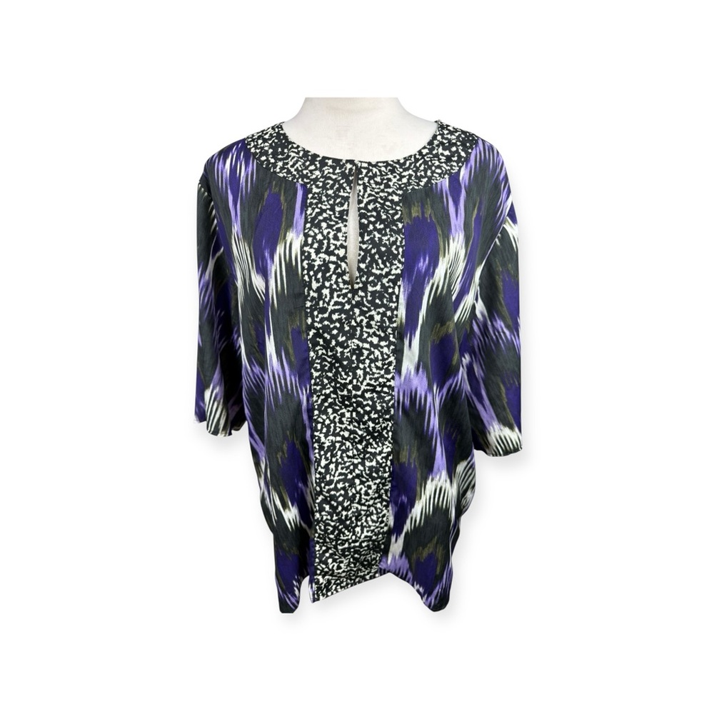 Michael Kors purple abstract print top with contrasting b/w print size XL